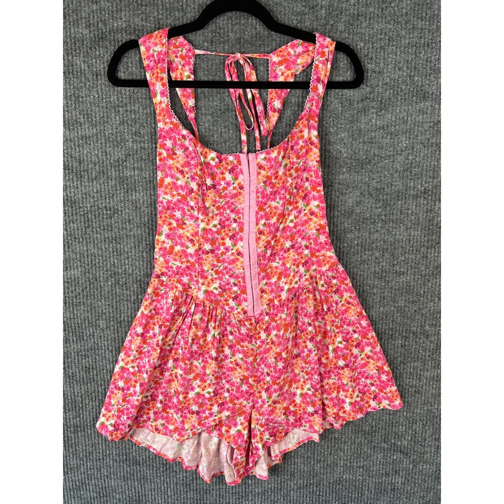 Wild Fable Floral Corset Romper Coquette Cottagecore Boho Pink Rayon Medium
